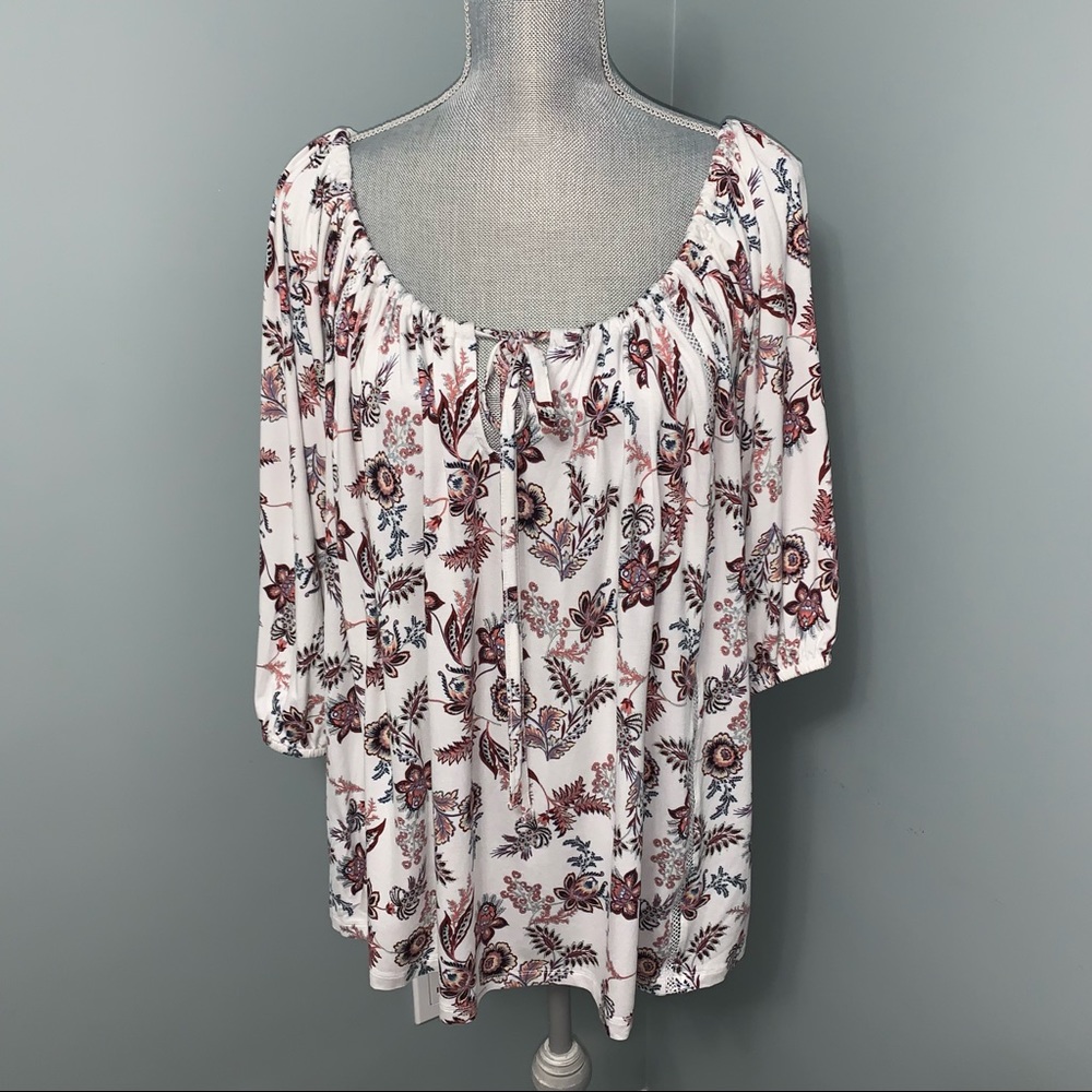 PENNINGTONS In Every Story Paisley balloon sleeve boho shirt plus size 1X